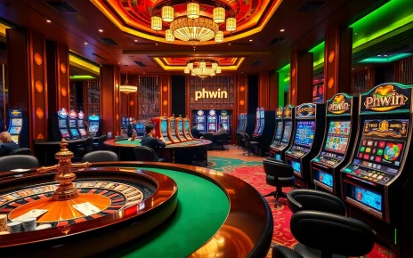 Experience dynamic gaming action at phwin with colorful casino tables and engaging slot machines.