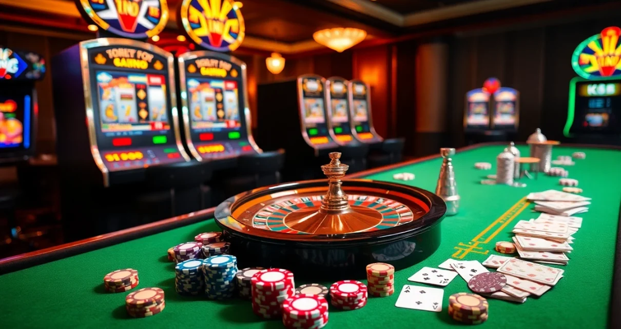 Engage with raja 88 at a vibrant casino table full of colorful chips and exciting gameplay.