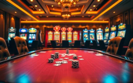 Play a thrilling game of poker at betbdt.art with luxurious casino tables and vibrant slot machines.