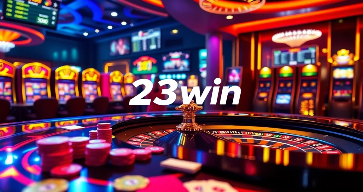 Experience the thrill of online betting at 23win with vibrant casino elements.